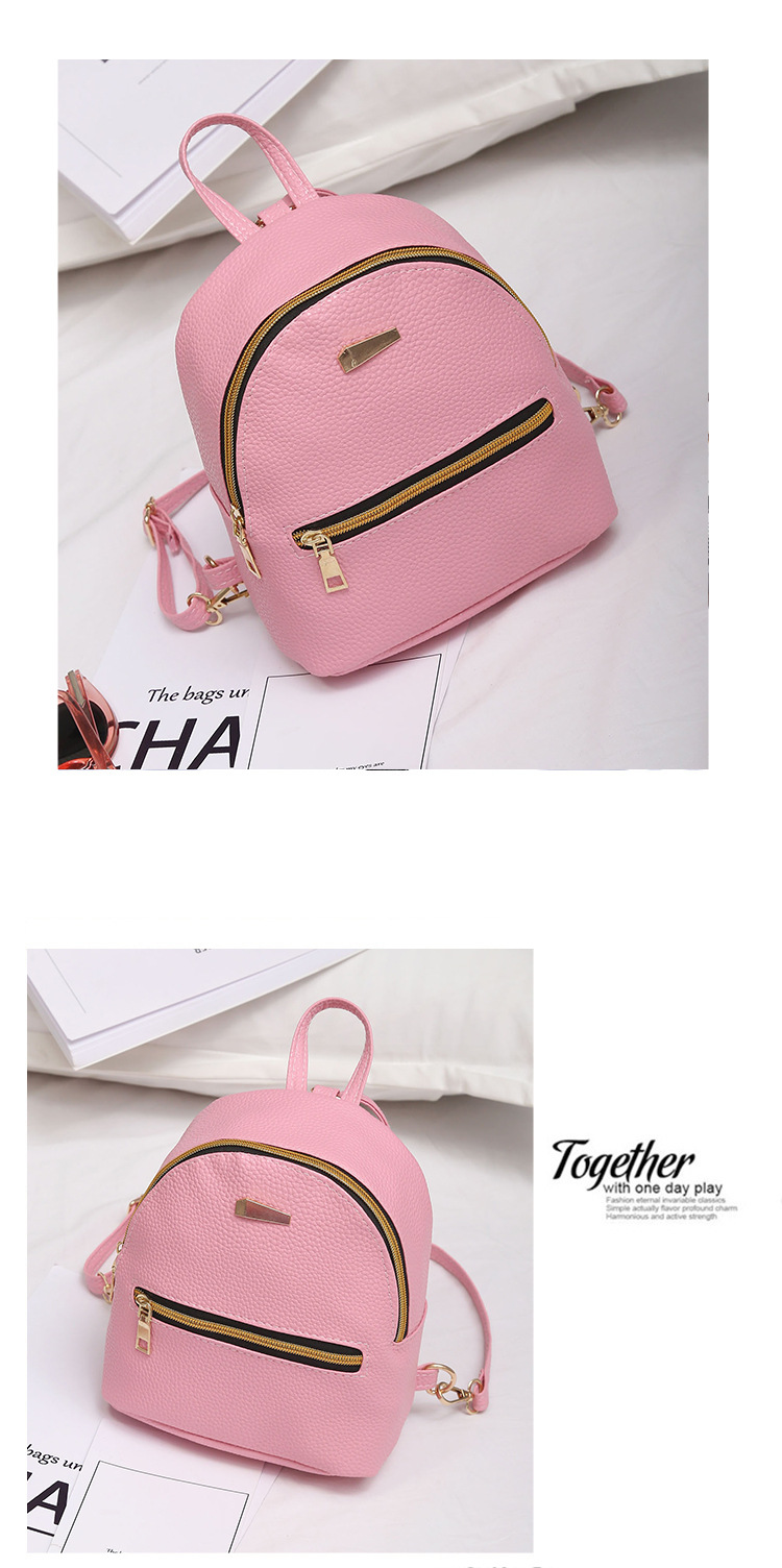 Fashion Pink Contrast Zipper Backpack,Backpack