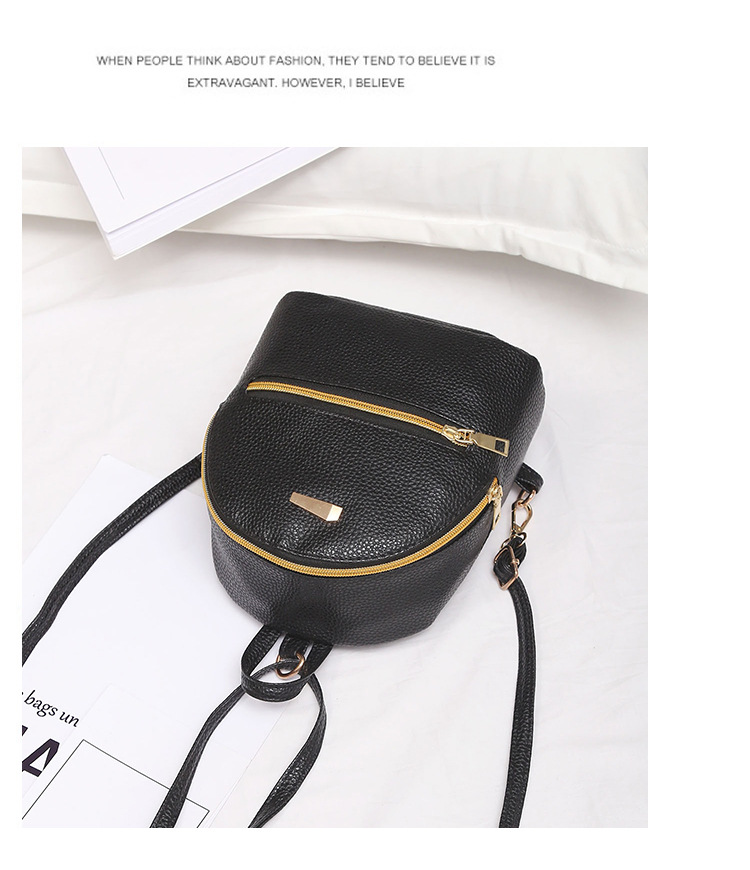 Fashion Black Contrast Zipper Backpack,Backpack