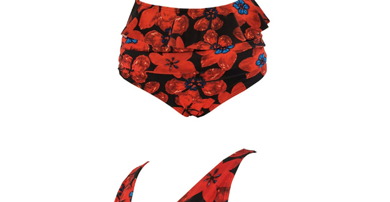 Fashion Red Printed Split Swimsuit,Bikini Sets
