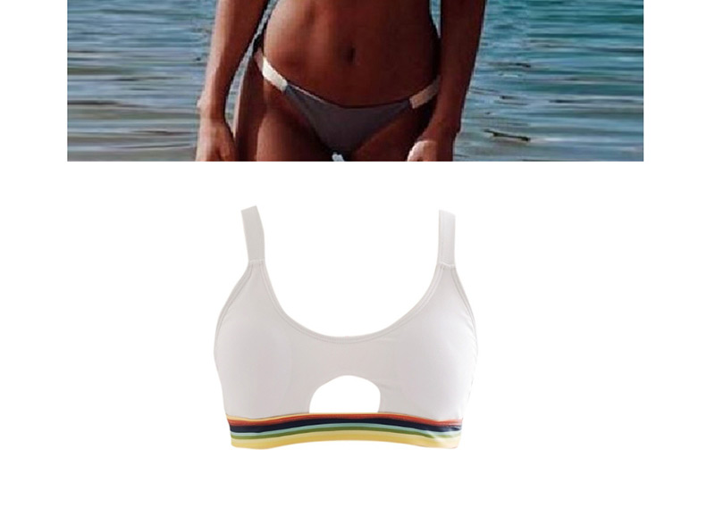 Fashion White Two-color Triangle Split Swimsuit,Bikini Sets