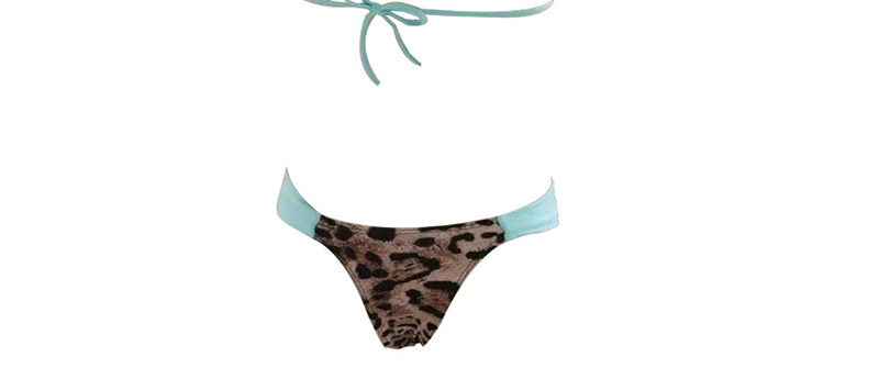 Fashion Leopard Splicing Contrast Triangle Split Swimsuit,Bikini Sets