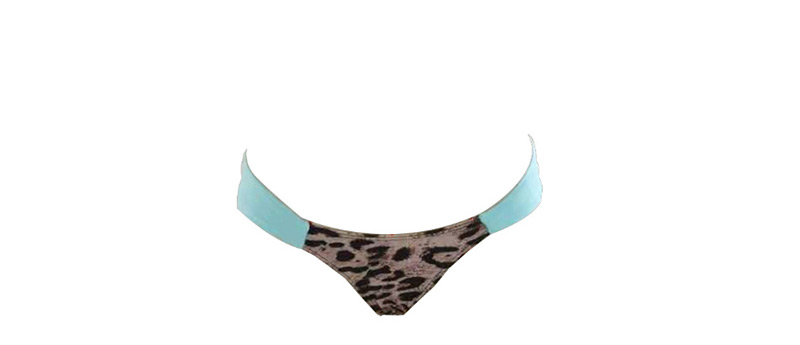 Fashion Leopard Splicing Contrast Triangle Split Swimsuit,Bikini Sets