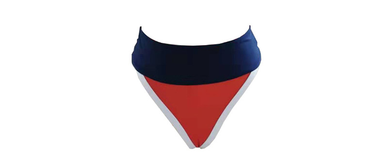 Fashion Color Contrast Stitching High Waist Split Swimsuit,Bikini Sets