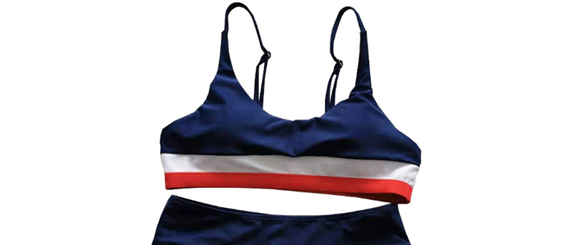 Fashion Color Contrast Stitching High Waist Split Swimsuit,Bikini Sets