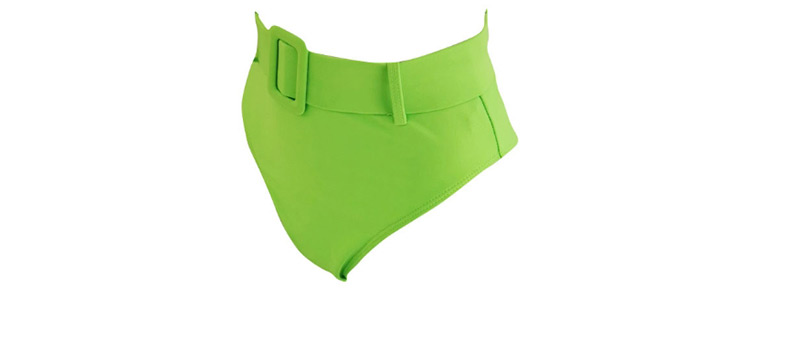 Fashion Fluorescent Green Japanese Word Buckle Split Swimsuit,Bikini Sets