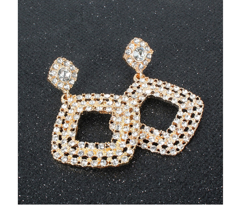  Color Alloy Diamond-studded Geometric Diamond Earrings,Drop Earrings