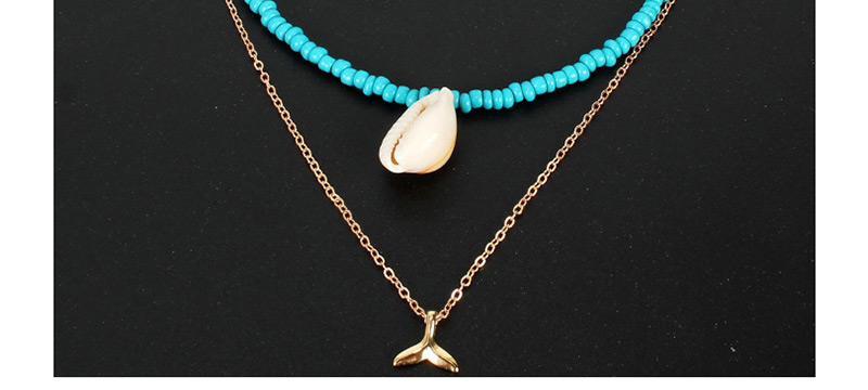  Gold Turquoise Rice Beads Natural Conch Shell Necklace,Multi Strand Necklaces