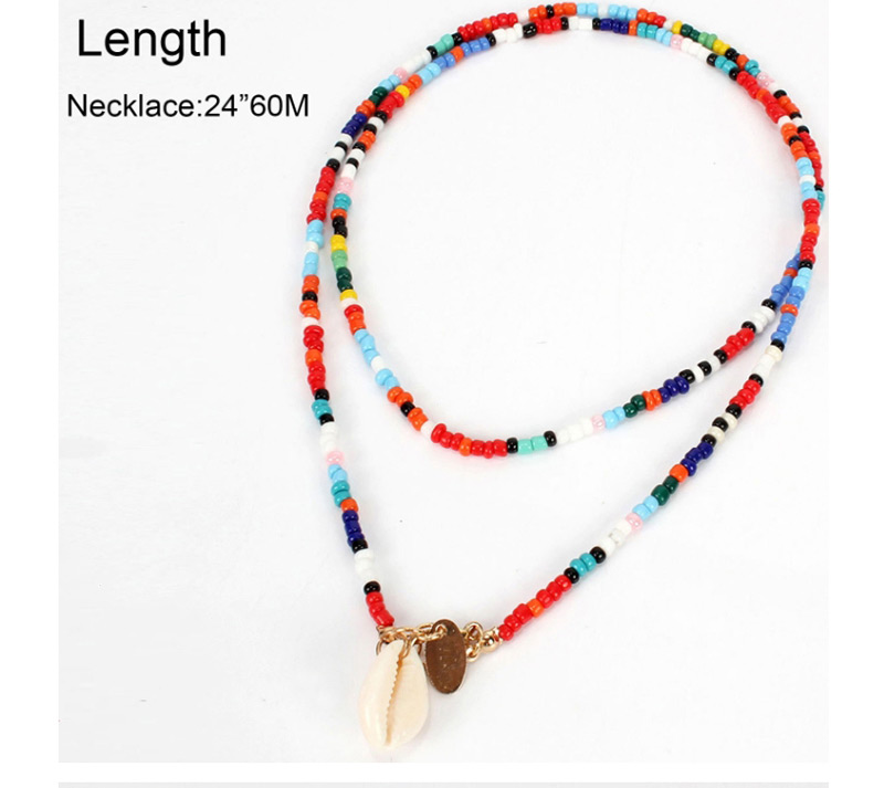  Red Color Rice Beads Shell Necklace,Pendants