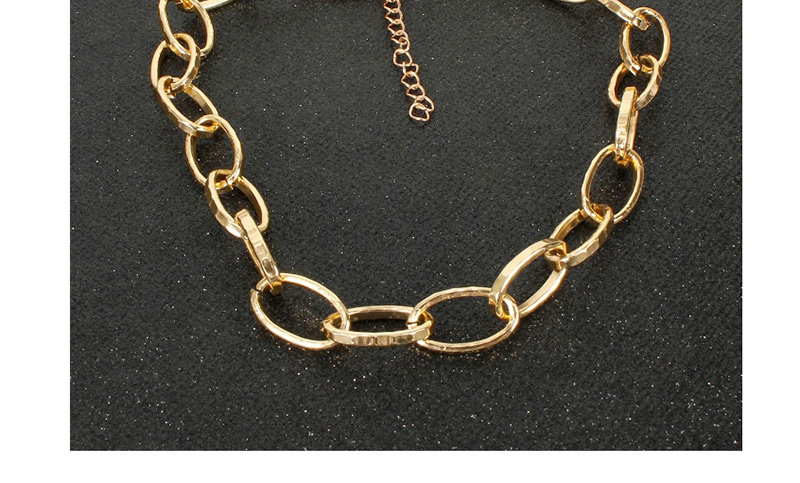  Gold Metal Single Layer Oval Chain Necklace,Chains