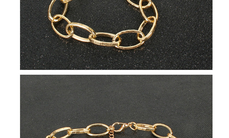  Gold Metal Single Layer Oval Chain Necklace,Chains