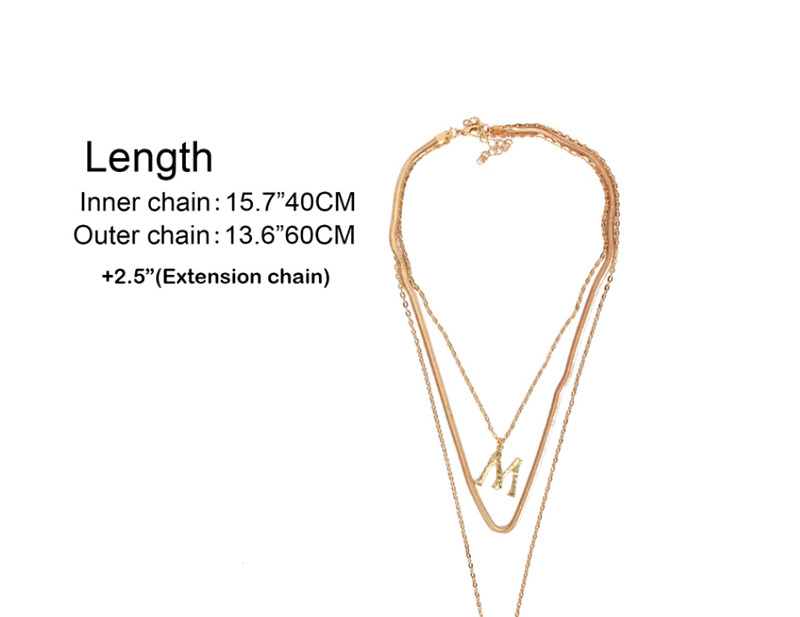  Gold M Letter Multi-layer Necklace,Multi Strand Necklaces