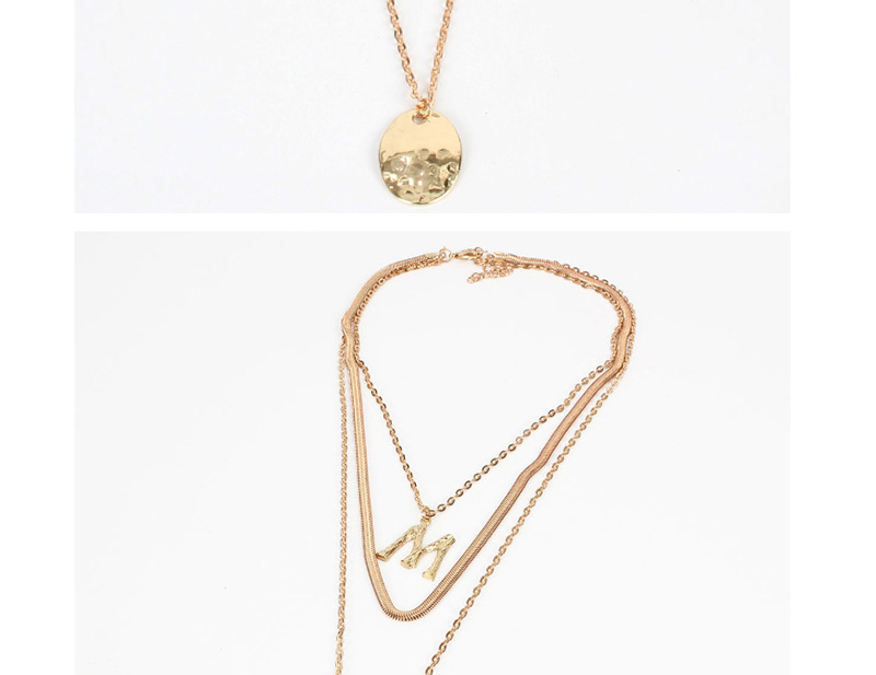  Gold M Letter Multi-layer Necklace,Multi Strand Necklaces