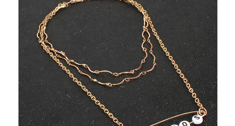  Gold Pin Digital Multi-layer Necklace,Multi Strand Necklaces