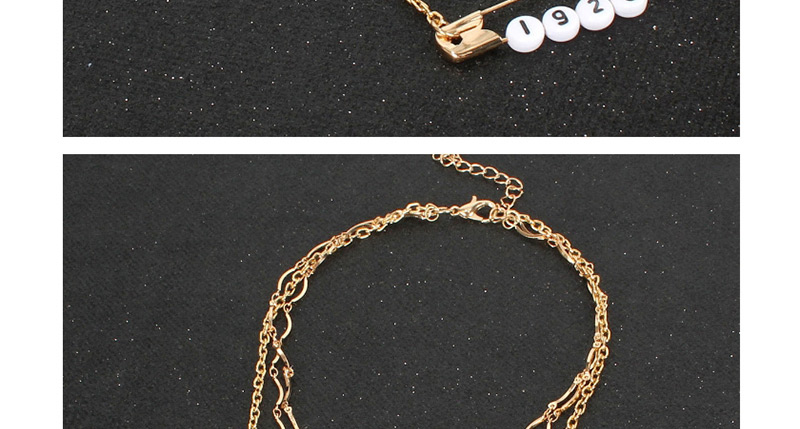  Gold Pin Digital Multi-layer Necklace,Multi Strand Necklaces