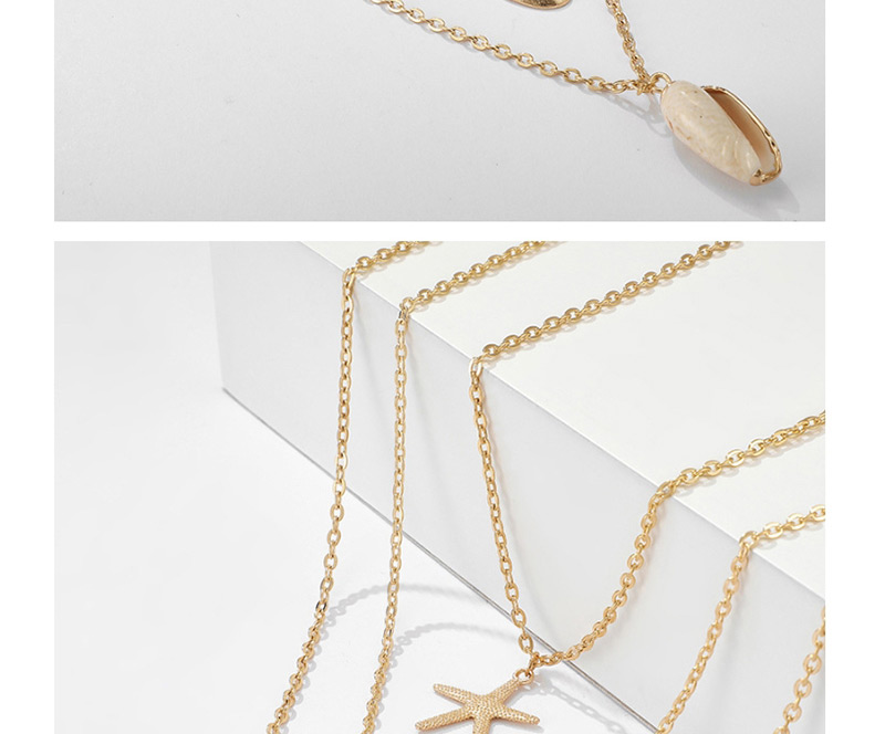  Gold Conch Shell Multi-layer Necklace,Multi Strand Necklaces