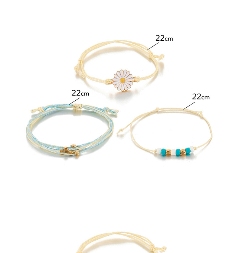  Color Small Daisy Flower Line Woven Bracelet 3 Piece Set,Fashion Bracelets