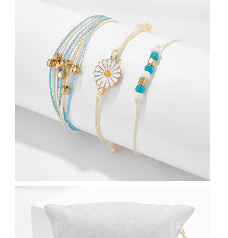  Color Small Daisy Flower Line Woven Bracelet 3 Piece Set,Fashion Bracelets