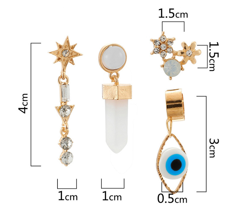  Gold Flower Eye Stud Earring Set,Earrings set
