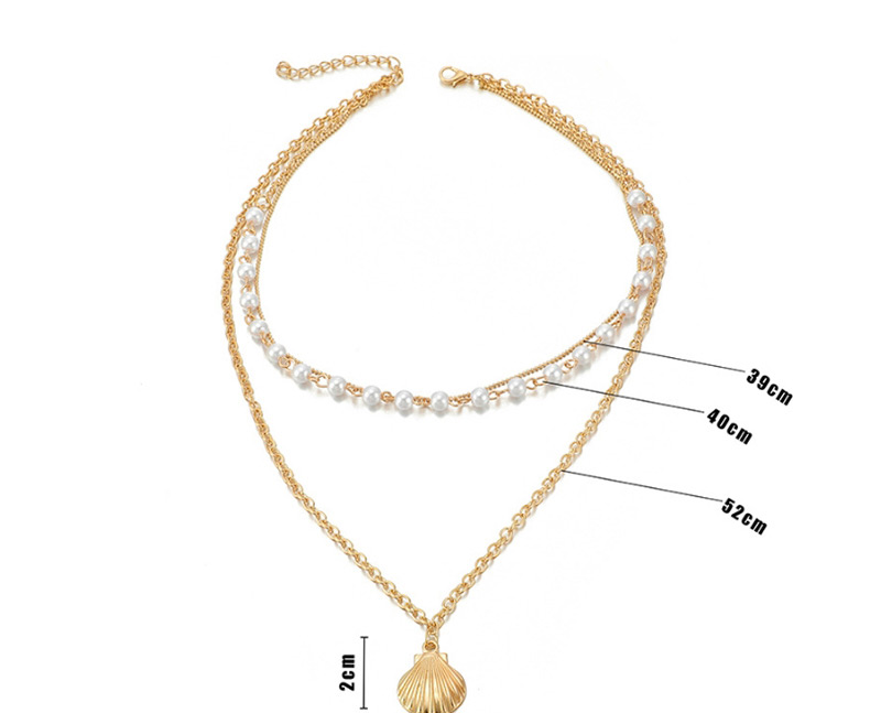  Gold Scallop Pearl Multilayer Necklace,Multi Strand Necklaces