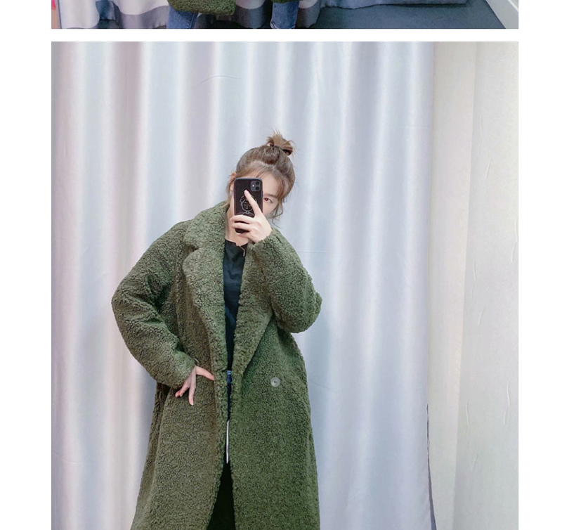 Fashion Green Fleece,Coat-Jacket