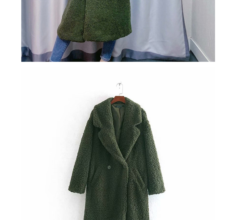 Fashion Green Fleece,Coat-Jacket