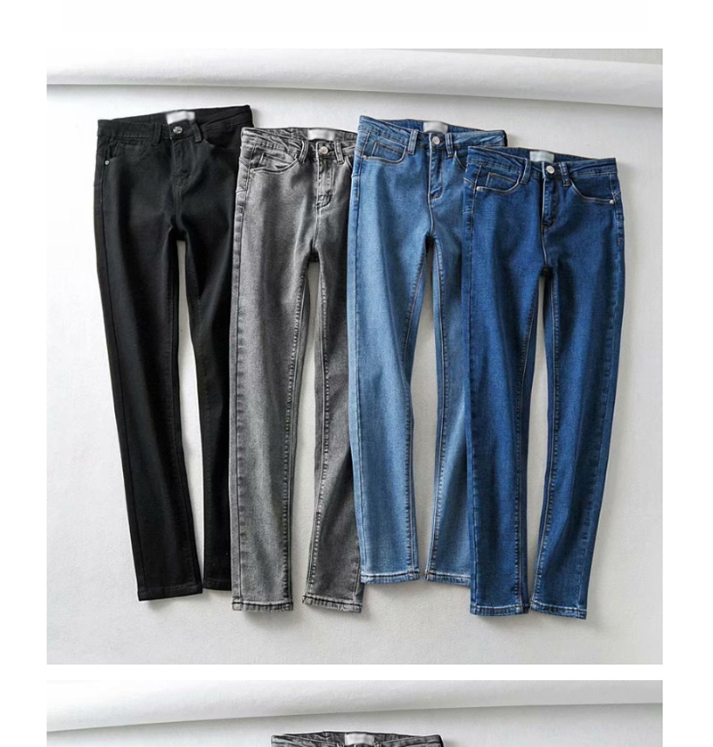 Fashion Black Washed Fleece Jeans,Denim