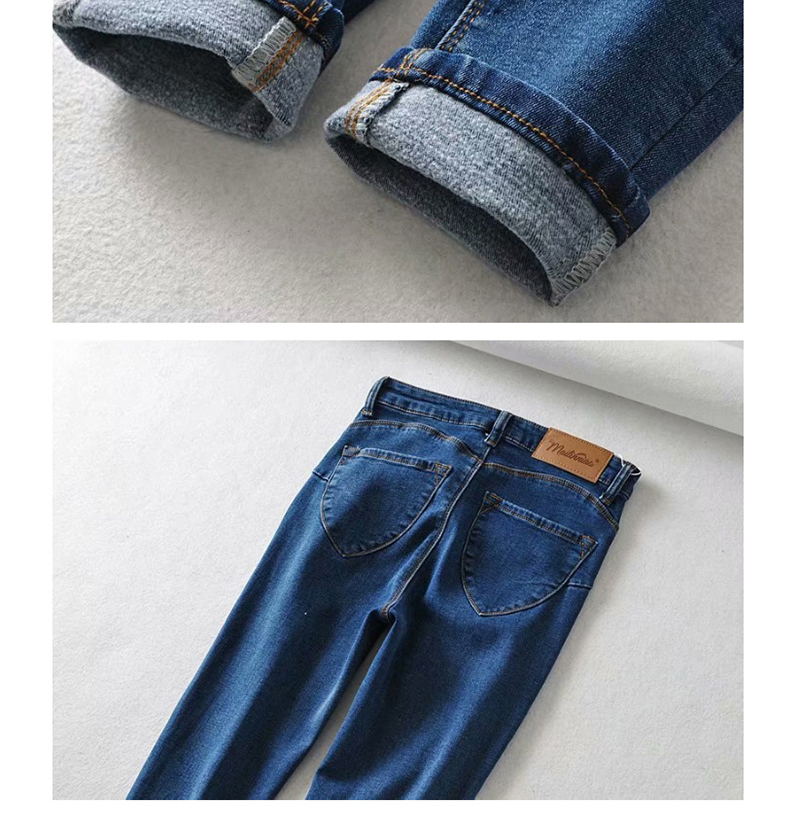 Fashion Gray Washed Fleece Jeans,Denim