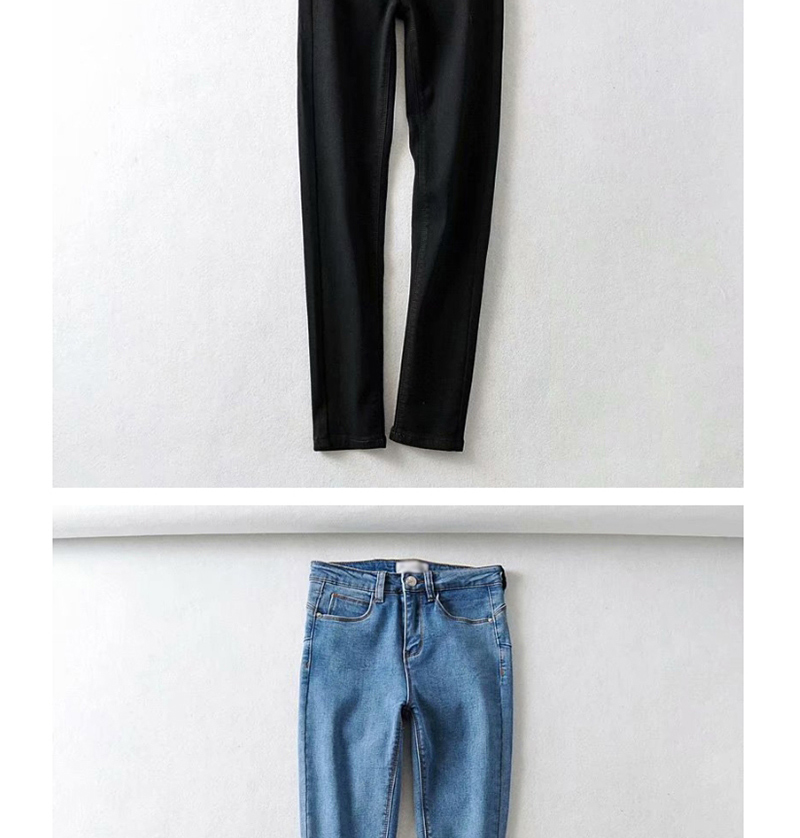 Fashion Black Washed Fleece Jeans,Denim