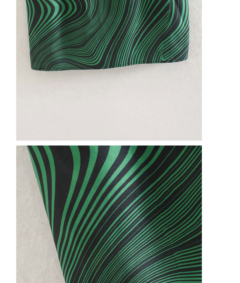 Fashion Green Irregular Striped Suspender Dress,Mini & Short Dresses