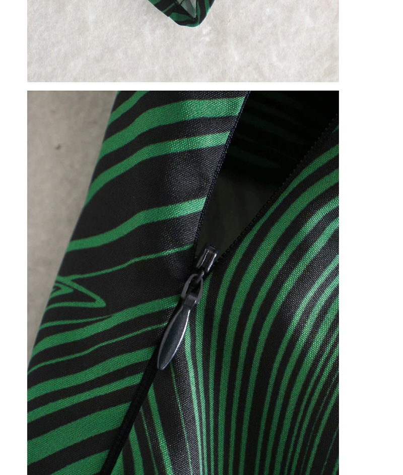 Fashion Green Irregular Striped Suspender Dress,Mini & Short Dresses