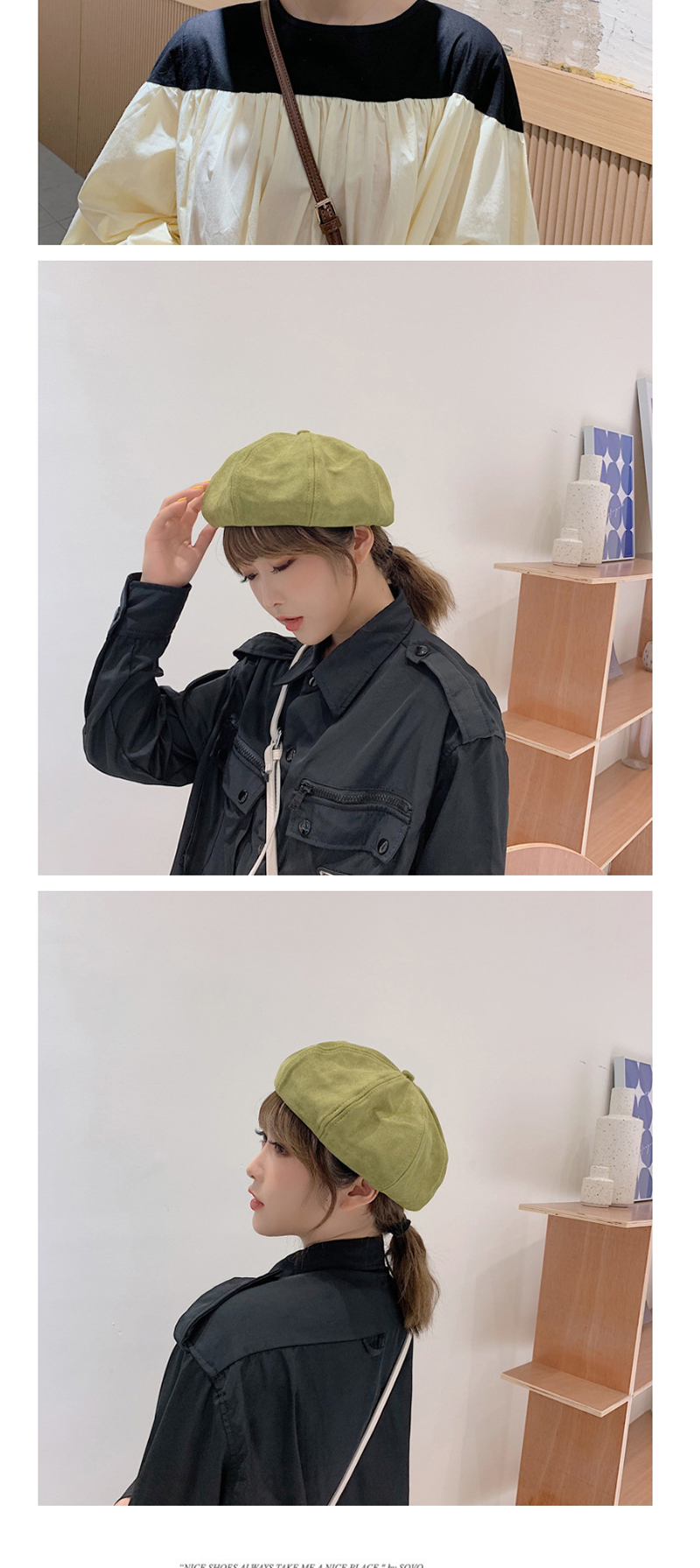 Fashion Cyan Solid Color Beret,Beanies&Others