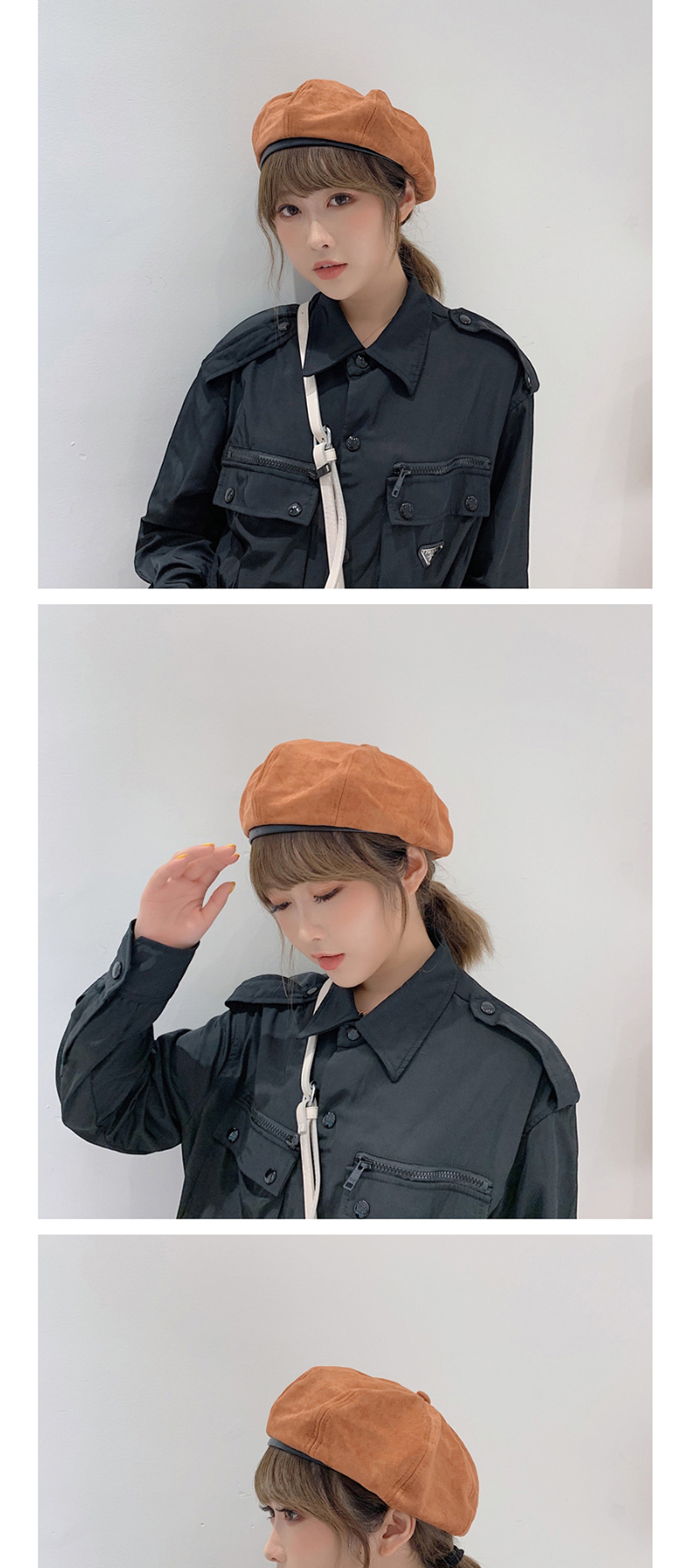 Fashion Caramel Solid Color Beret,Beanies&Others