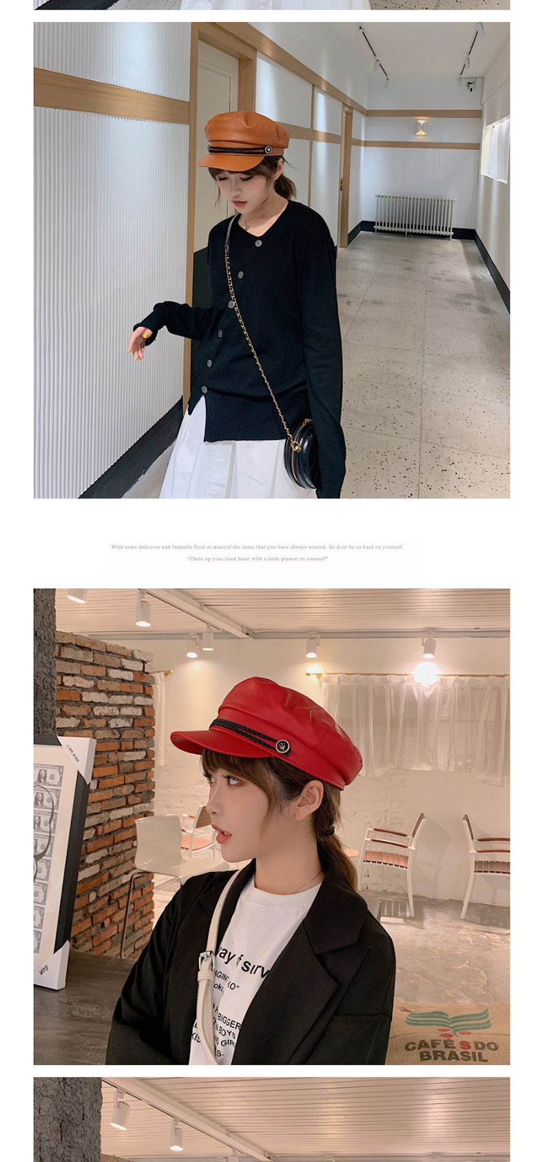 Fashion Red Woven Twist Button Beret,Beanies&Others