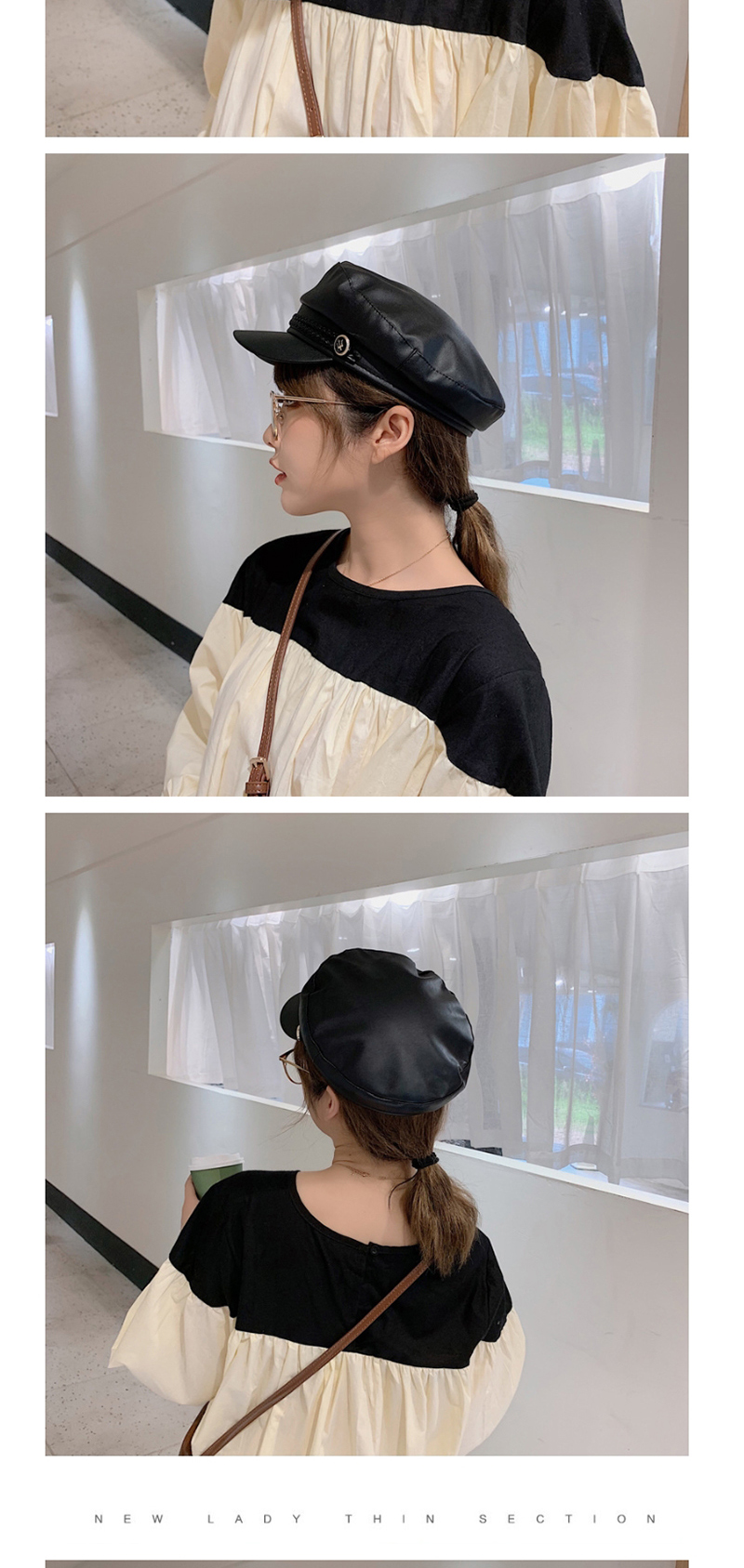 Fashion Black Woven Twist Button Beret,Beanies&Others