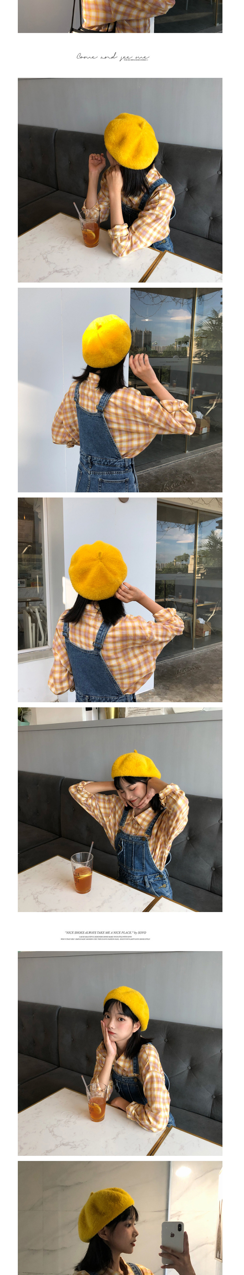 Fashion Yellow Water Velvet Beret,Beanies&Others