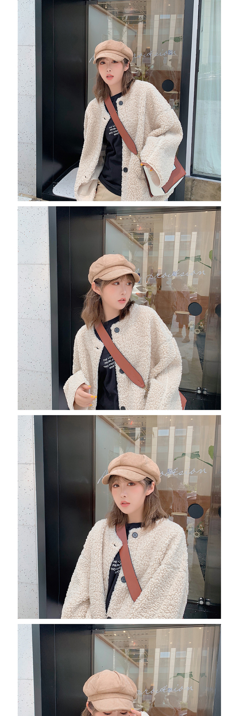 Fashion Khaki Solid Color Octagonal Cap,Beanies&Others