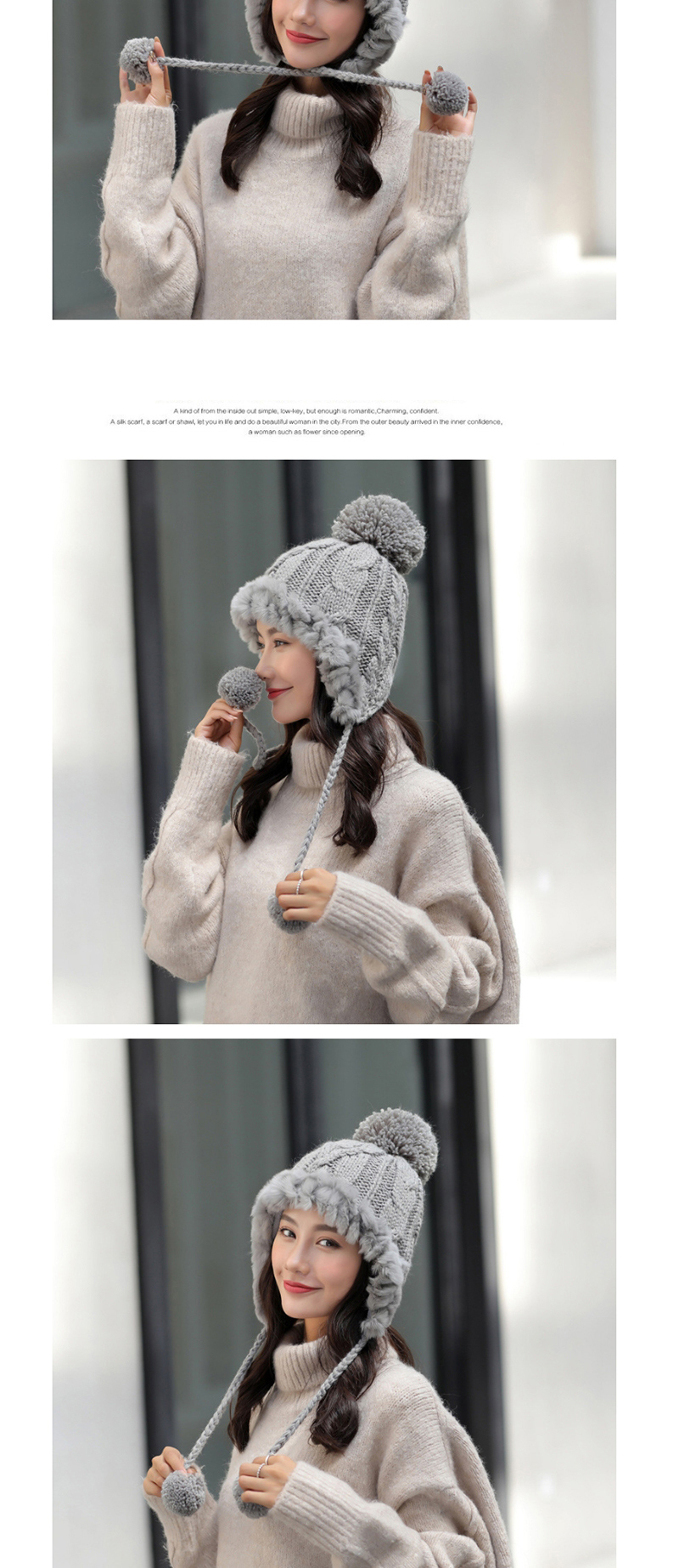 Fashion White Plush Ball Knitted Sweater Cap,Knitting Wool Hats