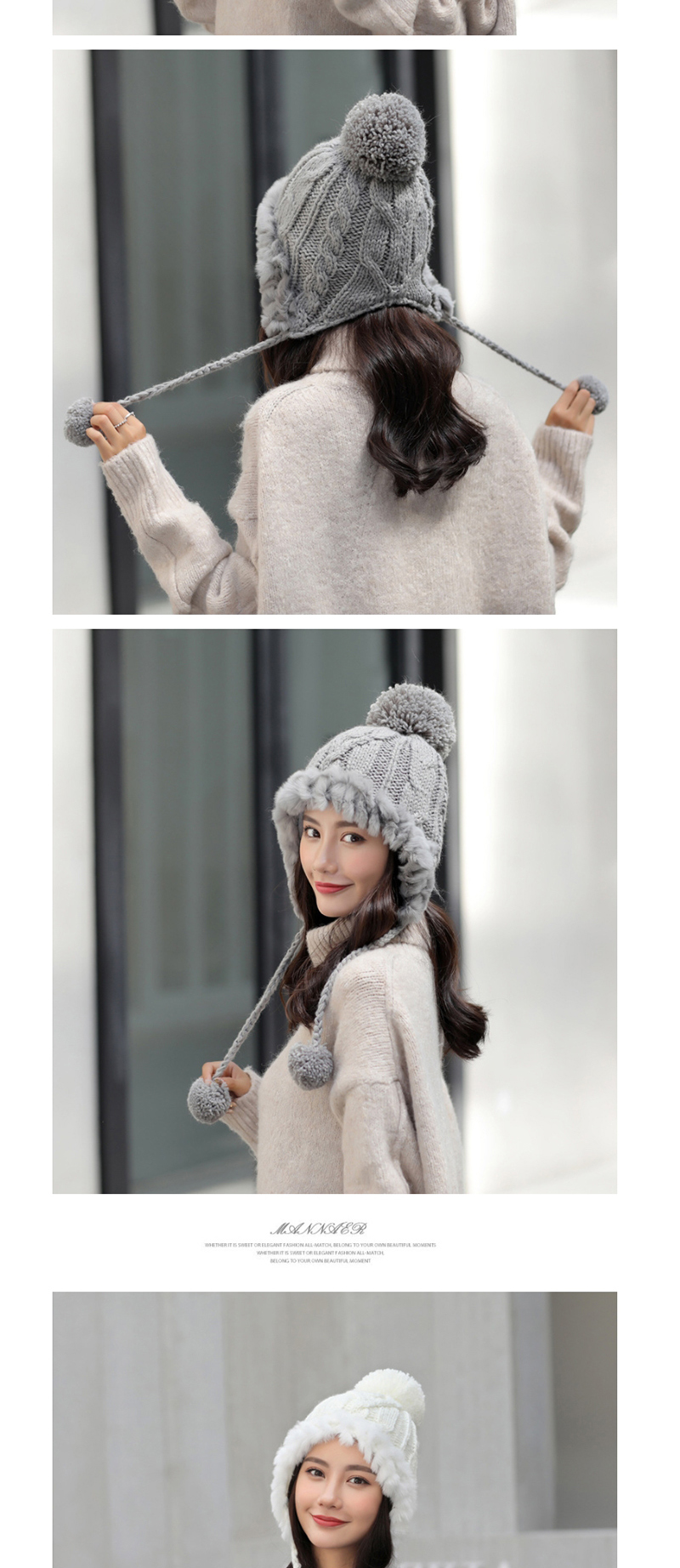 Fashion Khaki Plush Ball Knitted Sweater Cap,Knitting Wool Hats