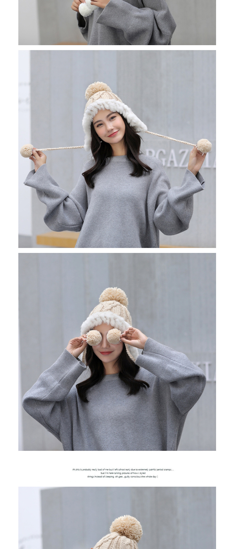 Fashion White Plush Ball Knitted Sweater Cap,Knitting Wool Hats