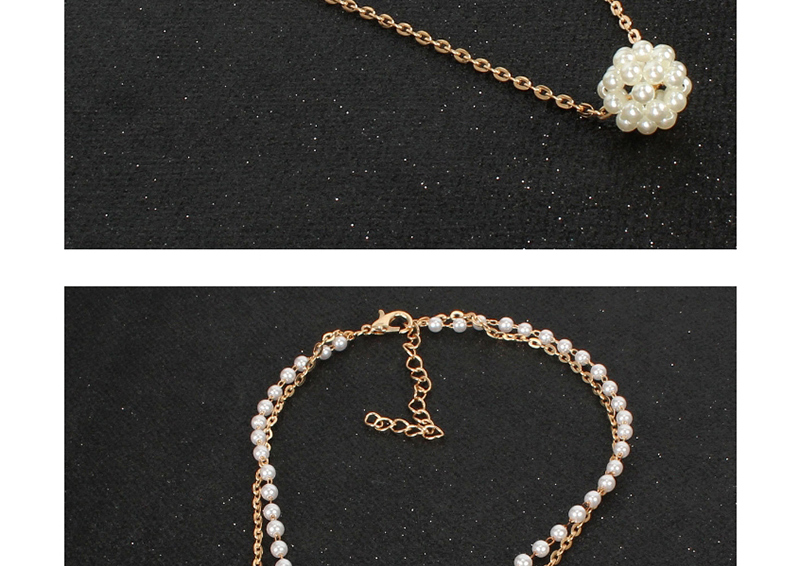Fashion Gold Double Layer Imitation Pearl Necklace,Multi Strand Necklaces