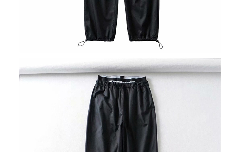 Fashion Black Letter Elastic Waist Overalls,Pants