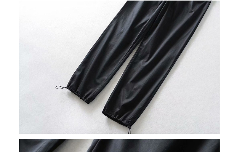 Fashion Black Letter Elastic Waist Overalls,Pants