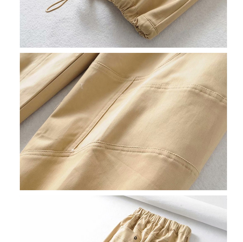 Fashion Black Long Belt Lace Up Multi Pocket Overalls,Pants