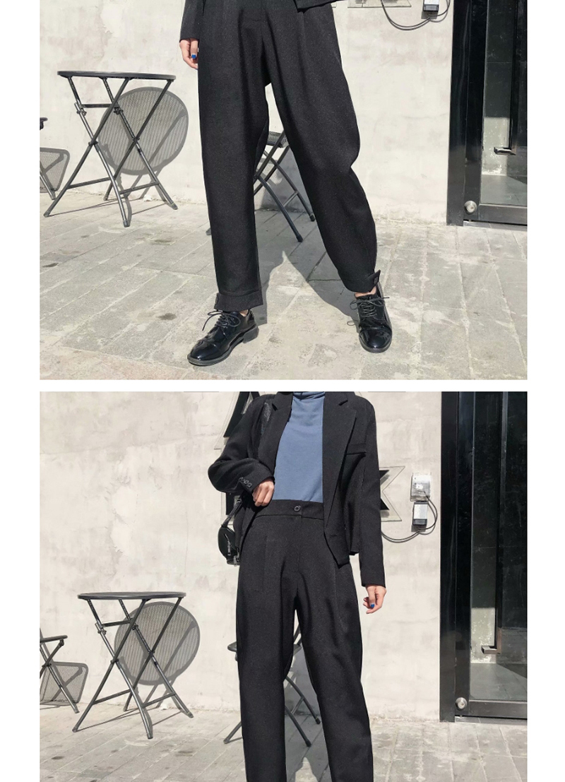 Fashion Black Solid Color Button Trousers,Pants
