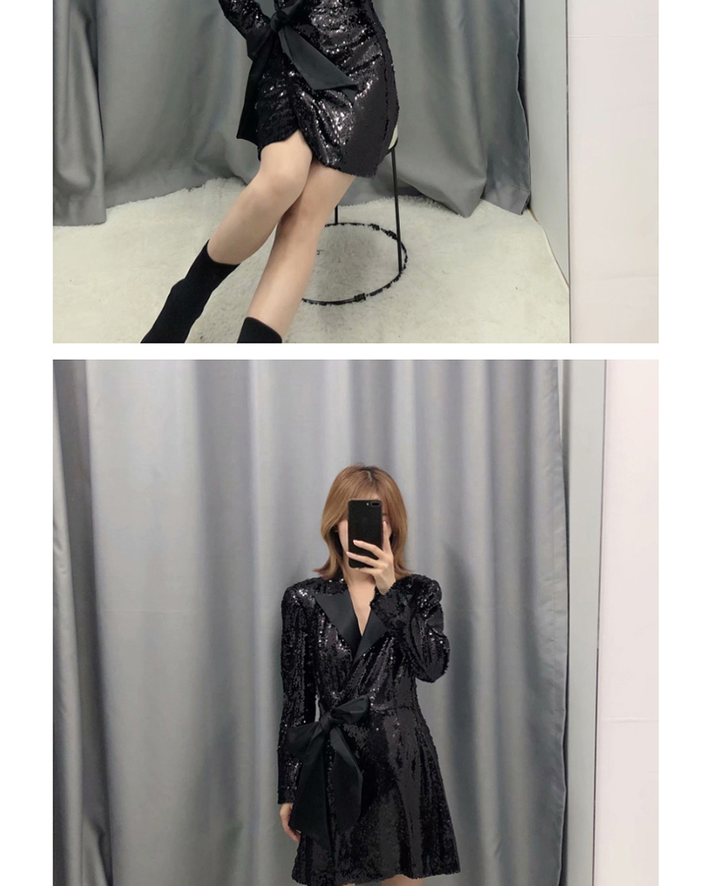Fashion Black Sequined Lace-up Dress,Long Dress