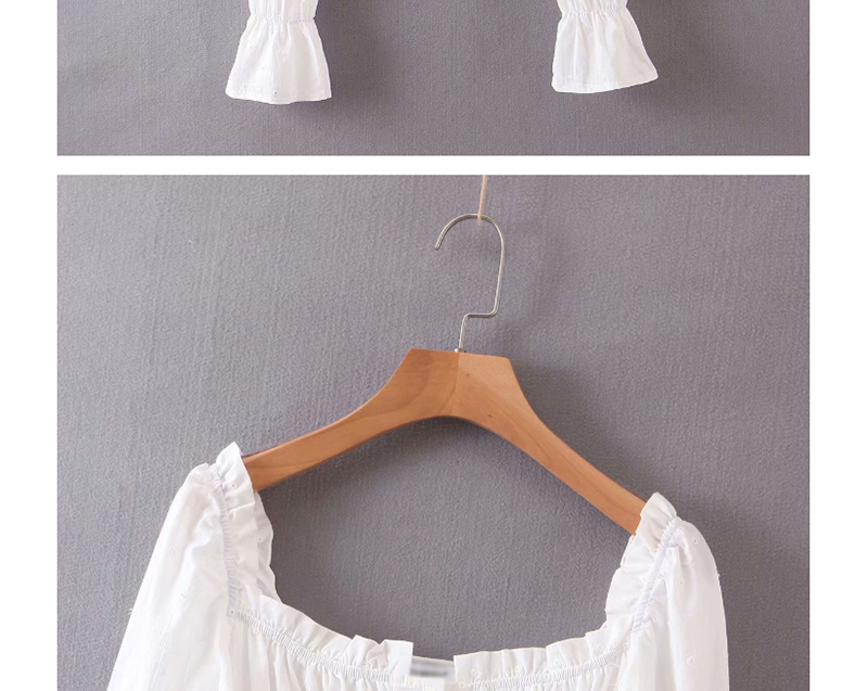 Fashion White Single-breasted Shirt With Cotton Ruffle Sleeves,Hair Crown