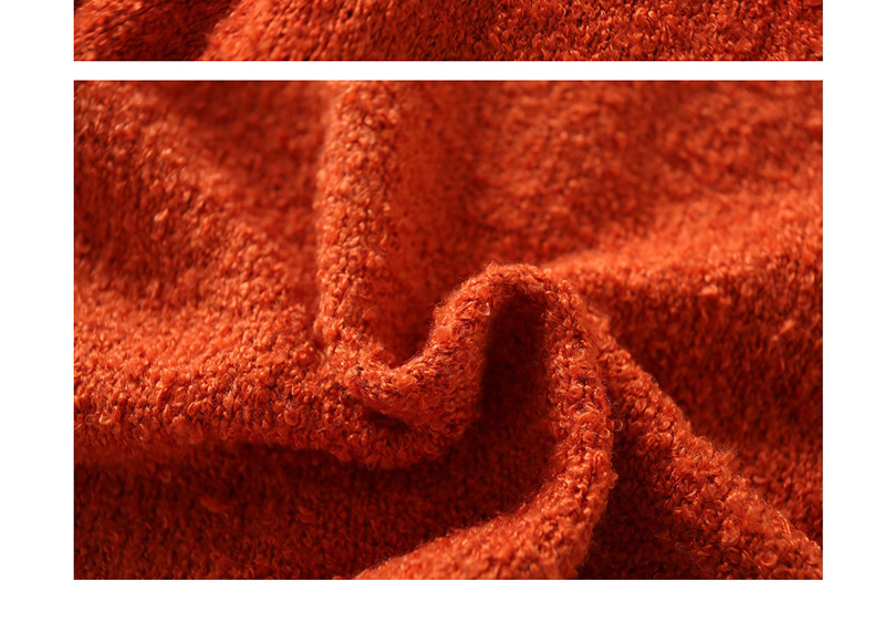 Fashion Orange Fur Ball Hooded Button Short Sweater,Sweater