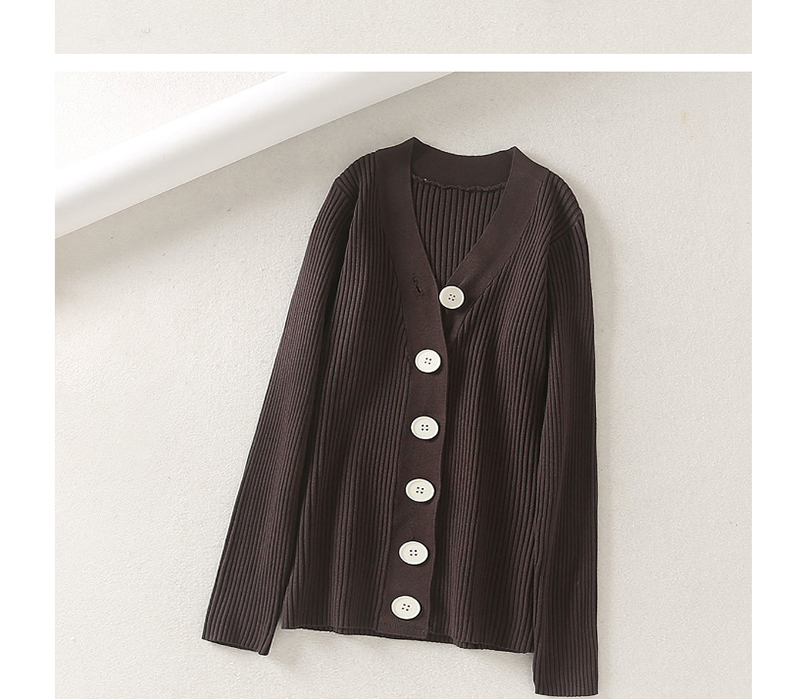 Fashion Ash V-neck Knitted Button Single-breasted Sweater Cardigan,Sweater