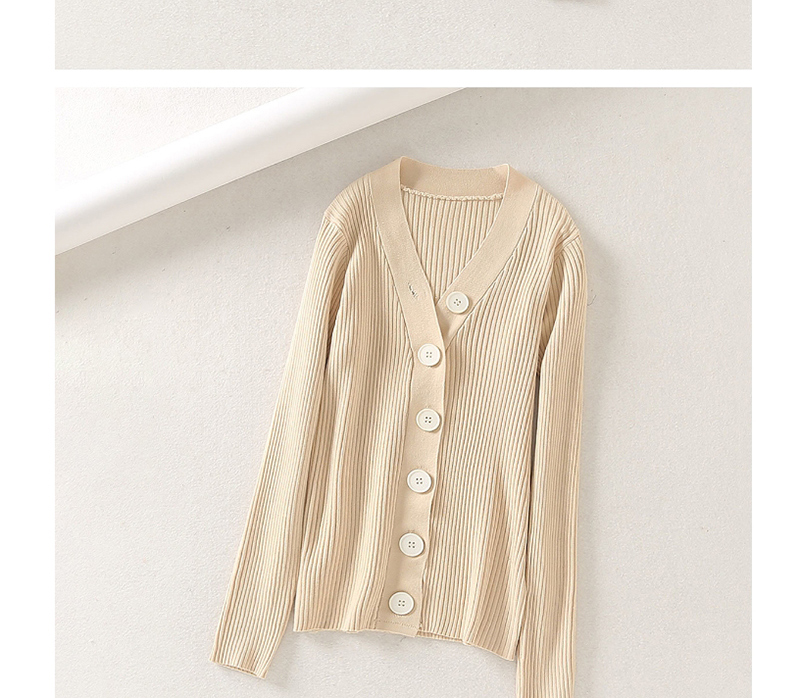 Fashion Ash V-neck Knitted Button Single-breasted Sweater Cardigan,Sweater