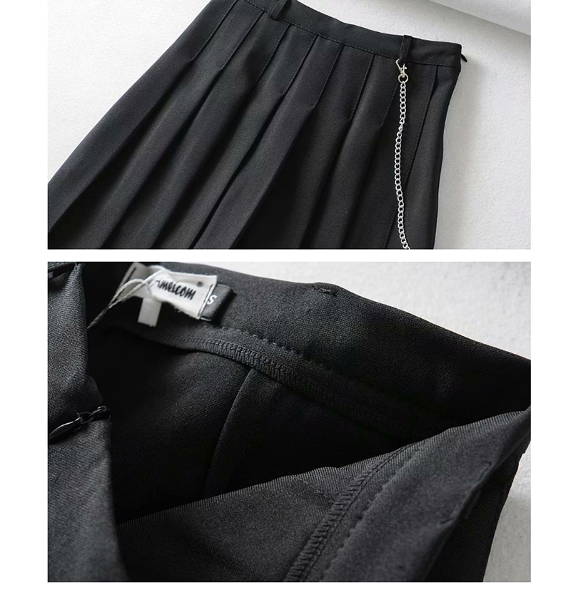 Fashion Navy Pleated Irregular A-line Skirt,Shorts